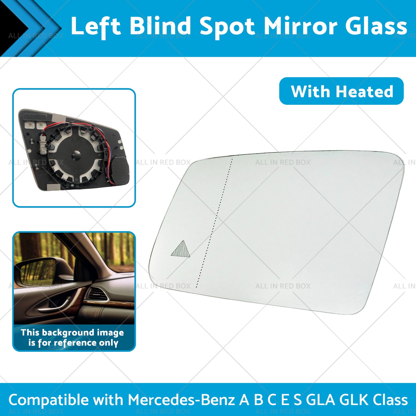 {{ Left Blind Spot Mirror Glass Suitable for Mercedes-Benz ABCES GLA GLK Class W204 }} - Buy Car Parts Online at {{ Kaka Auto Parts }}.