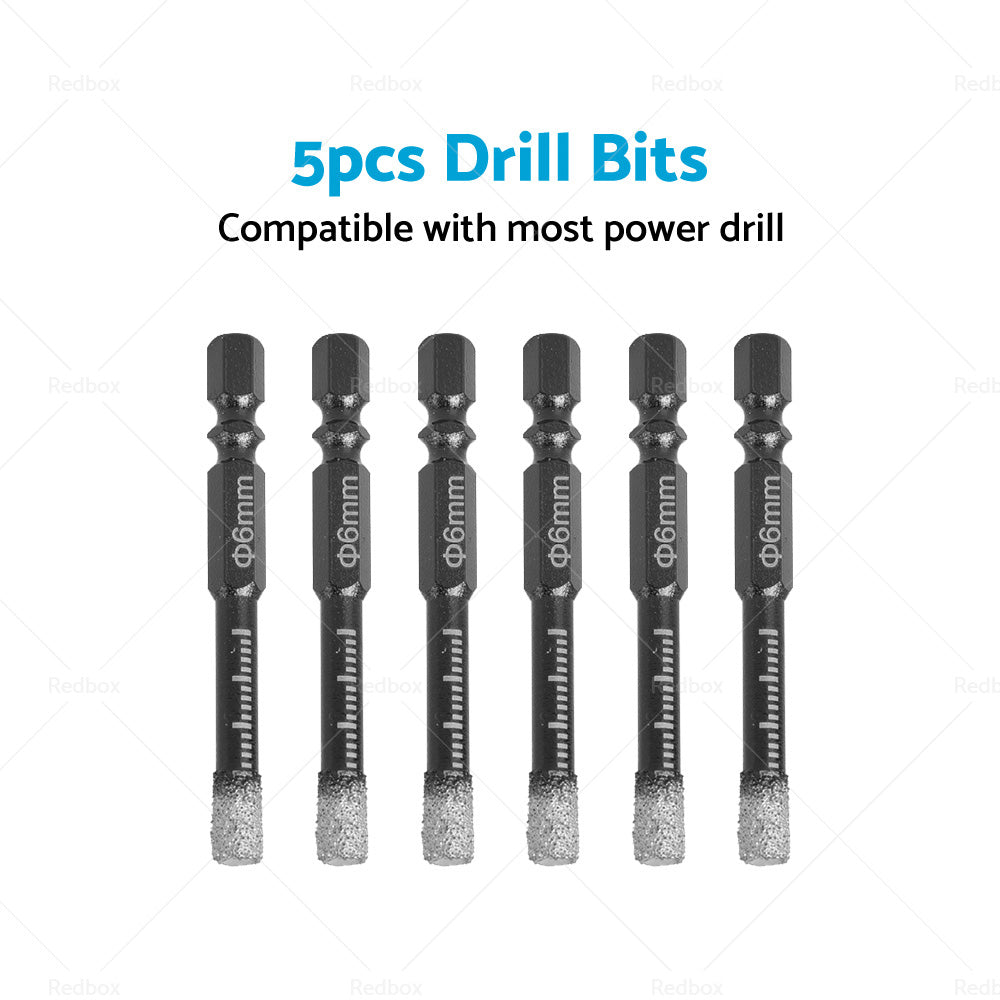 5x Dry Diamond Drill Bit 6mm For Porcelain Granite Tile Glass Ceramics Marble