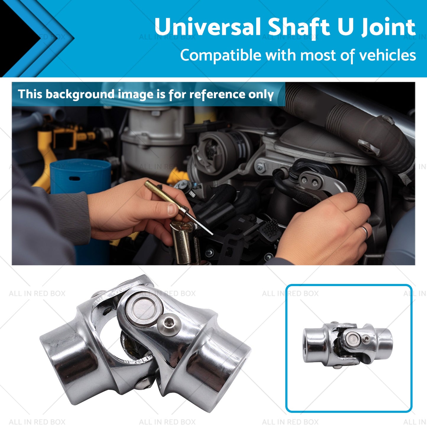 {{ 3 or 4 inch Round x 3 or 4 inch Round Stainless Steel Universal Single Steering Shaft U Joint }} - Buy Car Parts Online at {{ Kaka Auto Parts }}.