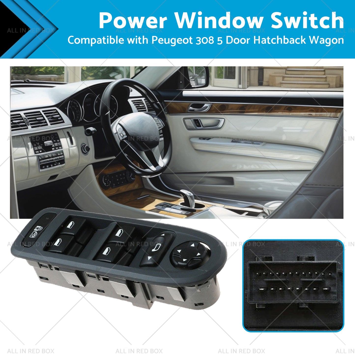 Master Power Window Switch Suitable for Peugeot 308 Hatchback Wagon 5 Door 08-13