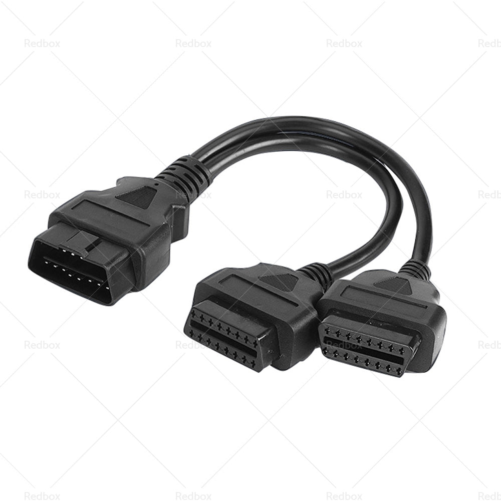 OBD2 16 Pin Splitter Extension Cable Male to Dual Female 12inch or 30cm Y Lead