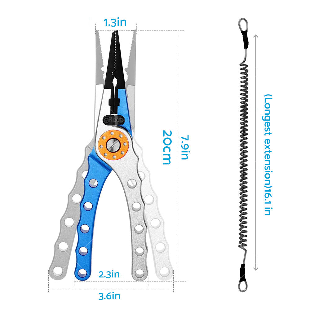 7. 9 Aluminium Fishing Pliers Hook Remover Line Cutting Mono Braid Fish Grip