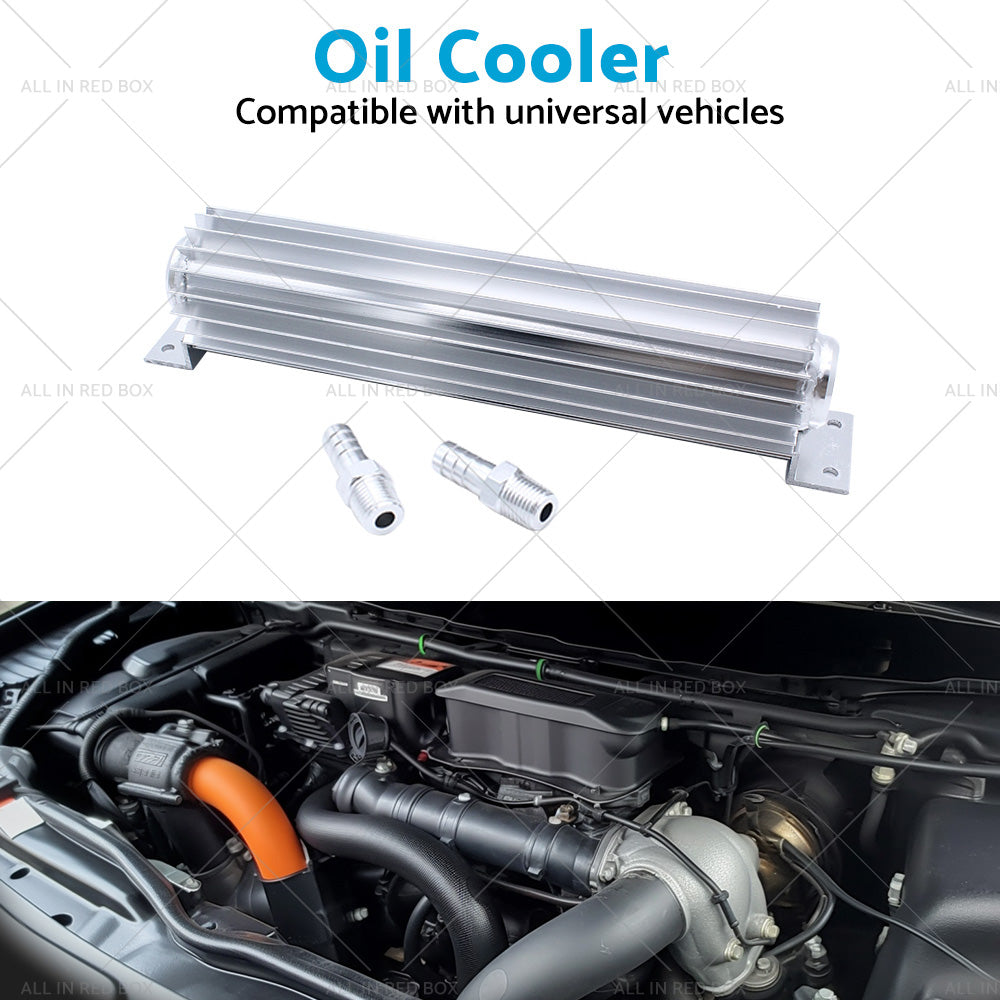 {{ Universal 12'' Aluminum Dual Pass Finned Transmission Oil Cooler W Fittings SL }} - Buy Car Parts Online at {{ Kaka Auto Parts }}.