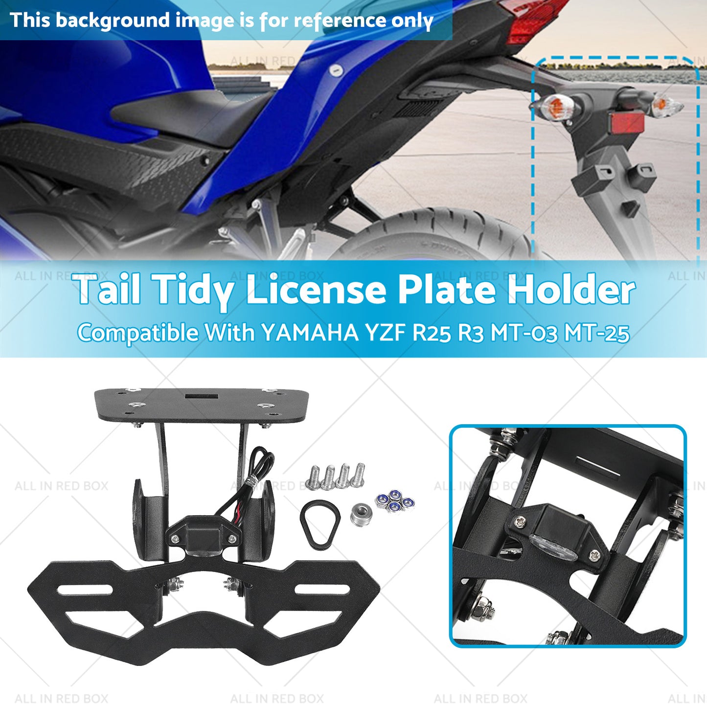 {{ Tail Tidy License Plate Holder Suitable For YAMAHA YZF R25 R3 MT-03 25 2014-2020 }} - Buy Car Parts Online at {{ Kaka Auto Parts }}.