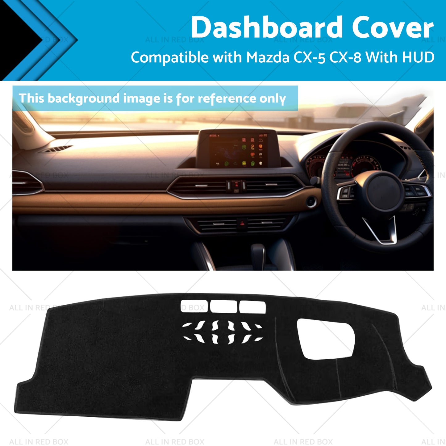 {{ Dash Mat Dashmat Dashboard Cover Suitable For Mazda CX-5 CX-8 With HUD 2017-2022 }} - Buy Car Parts Online at {{ Kaka Auto Parts }}.