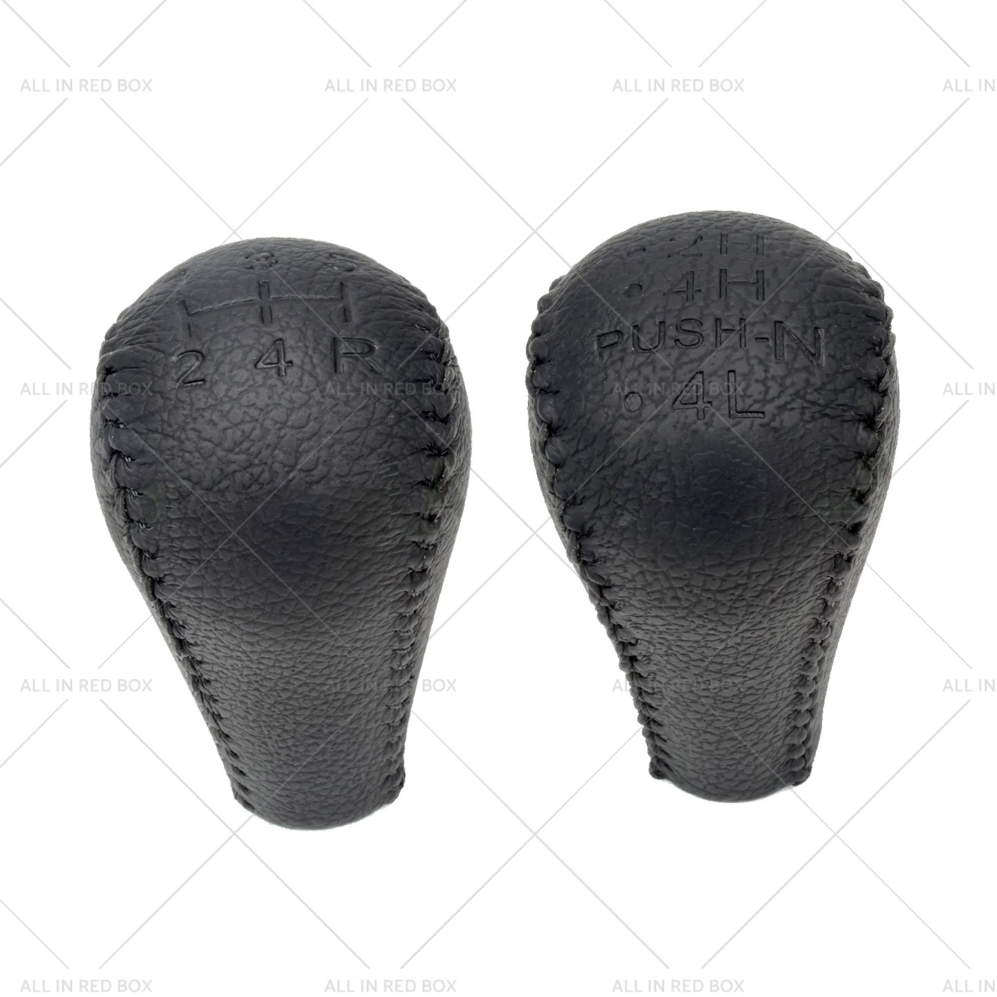Black 2x Leather Transfer Case and Gear Shift Knobs Suitable for Nissan Patrol GQ GU