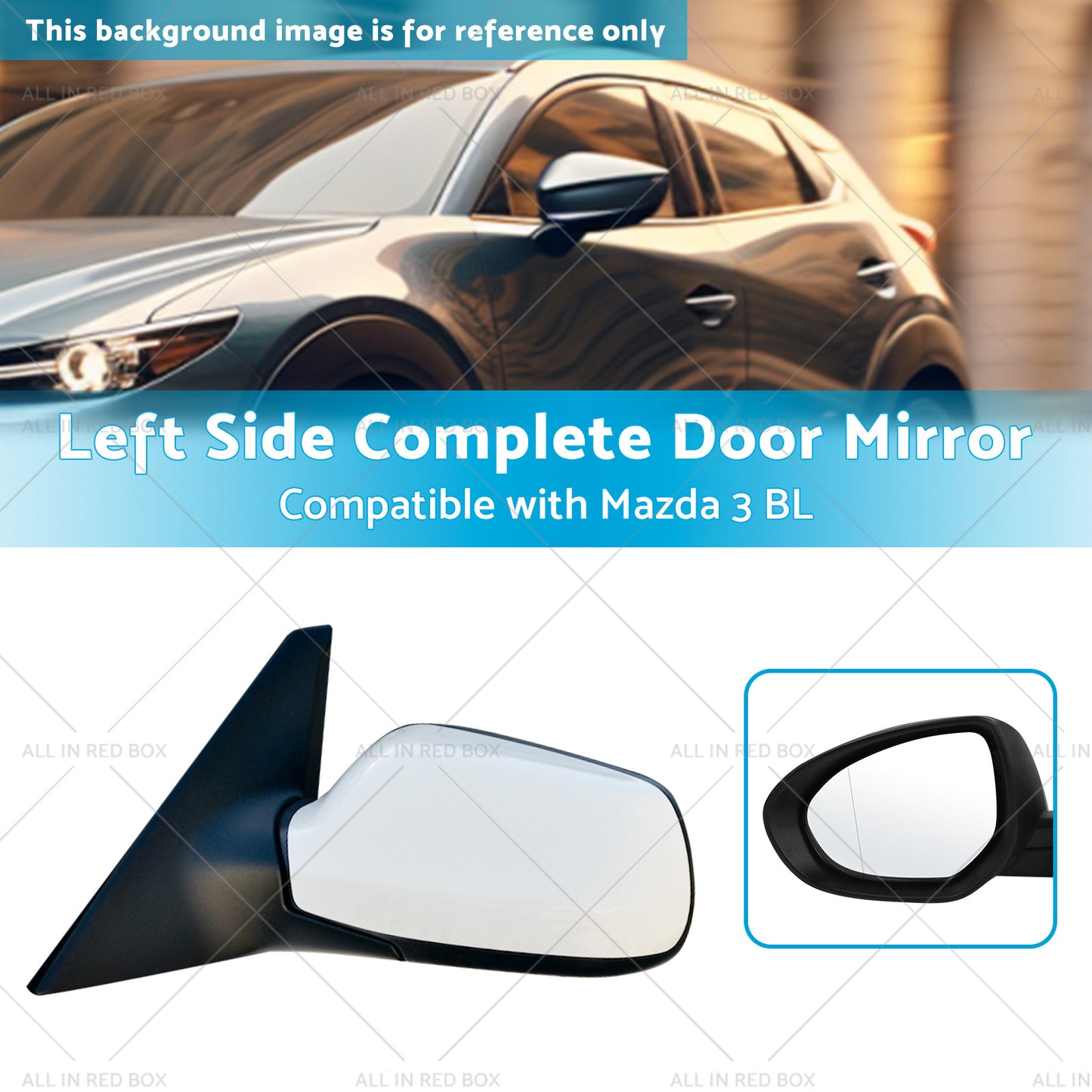 {{ Left Door Mirror Suitable for Mazda 3 BL 2009-2013 NO Indicator White }} - Buy Car Parts Online at {{ Kaka Auto Parts }}.