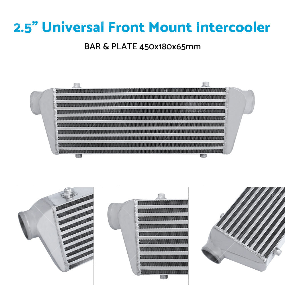 2. 5 inch Universal Full Aluminum Front Mount Intercooler 450x180x65mm Core Bar and Plate