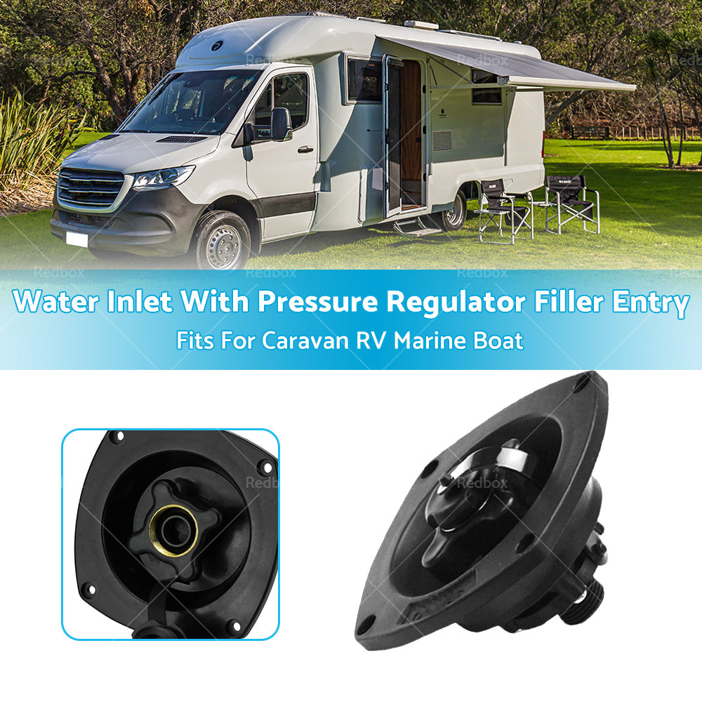 Black Water Inlet with Pressure Regulator Filler Entry Fits For Caravan RV Boat