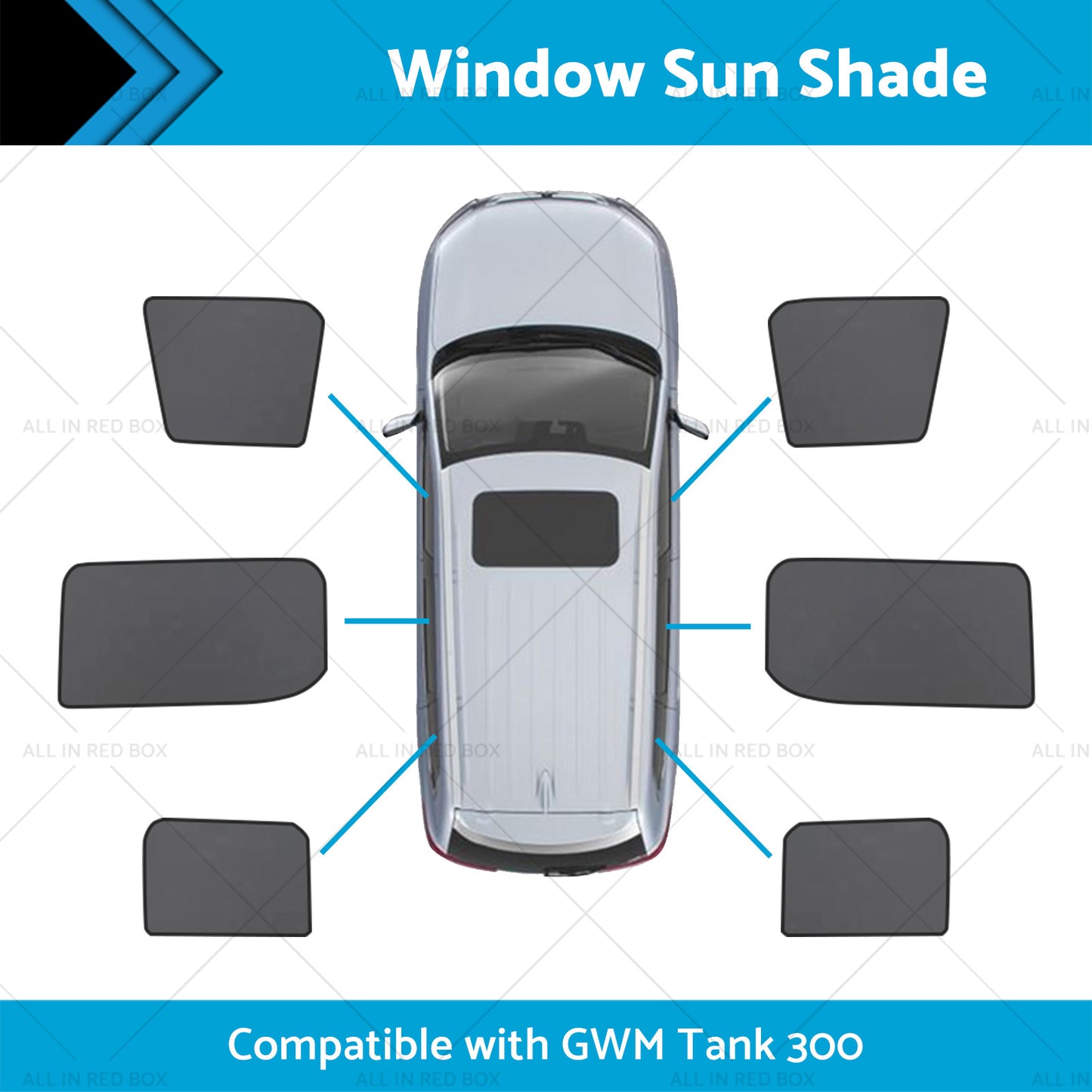 {{ Car Window Mesh Blind Suitable For GWM Tank 300 2023-2024 Magnetic Sun Shade }} - Buy Car Parts Online at {{ Kaka Auto Parts }}.