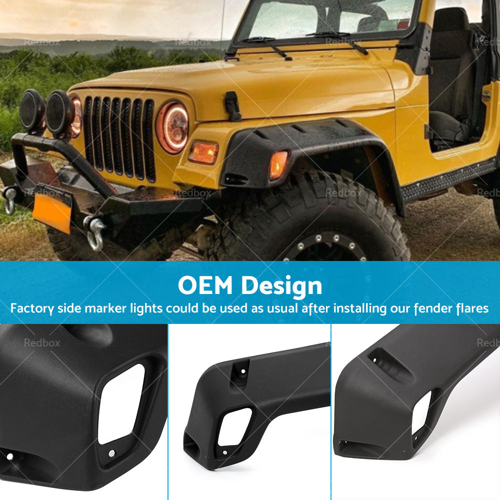For Jeep Wrangler TJ 97-06 Pocket Style Matte Black Fender Flares Jungle Guard