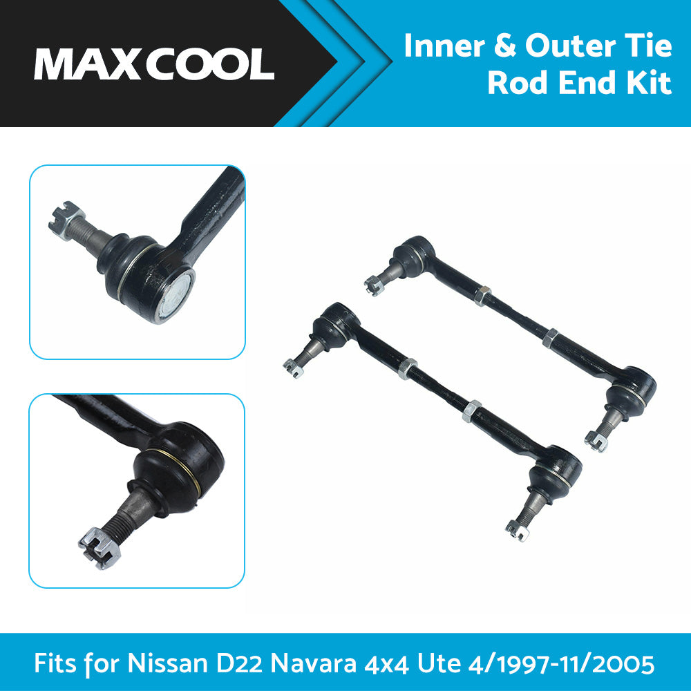 {{ Inner Outer Tie Rod Ends Set 4 Fit for Nissan D22 Navara 4x4 Ute 4 or 1997-11 or 2005 }} - Buy Car Parts Online at {{ Kaka Auto Parts }}.