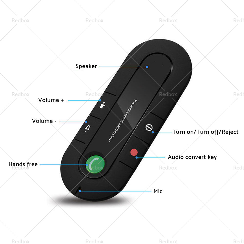 Bluetooth-compatible Handsfree Speaker MP3 Player Sun Visor Clip Car Charger