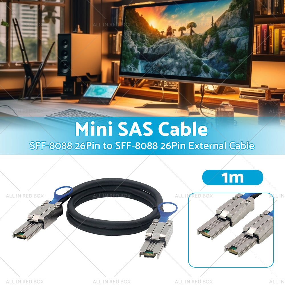 {{ Mini SAS SFF-8088 26Pin to SFF-8088 26Pin External Cable Disk Array Line 1M }} - Buy Car Parts Online at {{ Kaka Auto Parts }}.