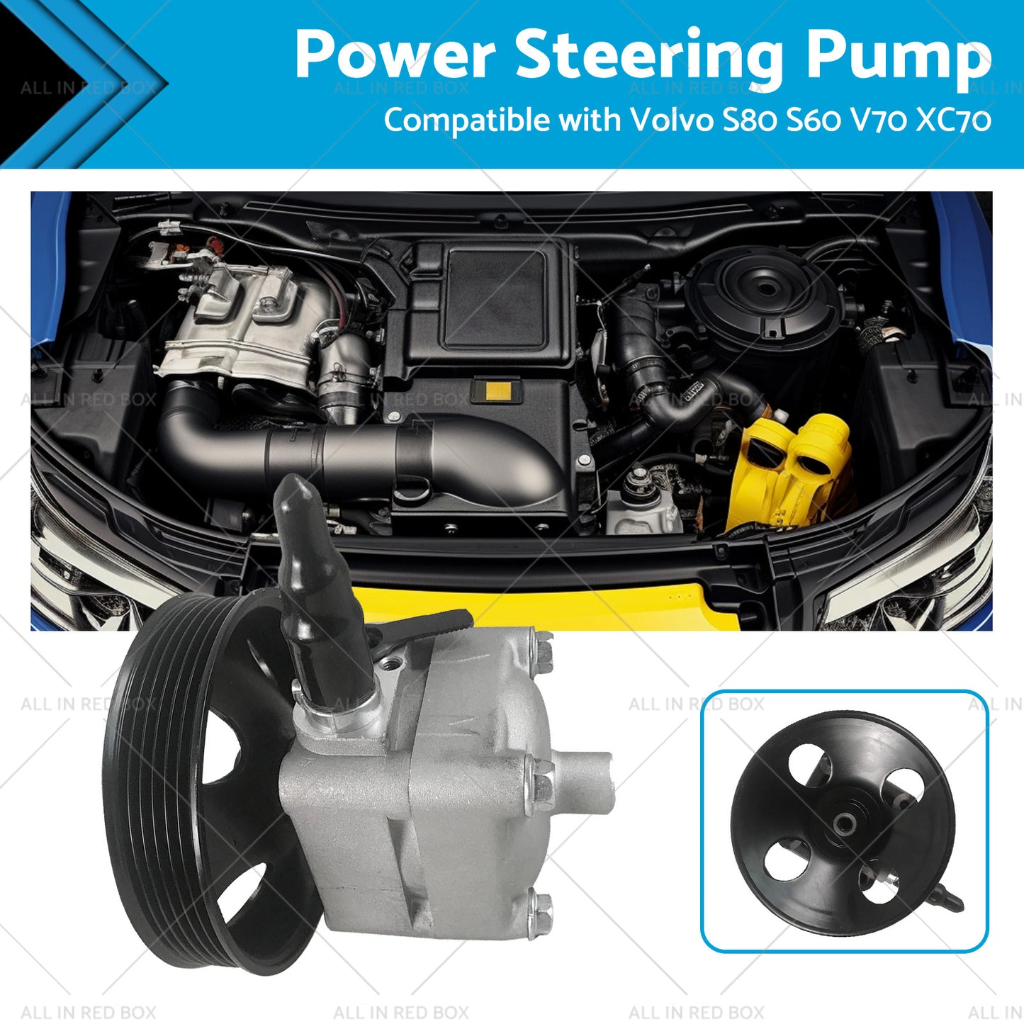 {{ Power Steering Pump Suitable for Volvo XC70 XC90 S80 S60 V70 D5 30741790 }} - Buy Car Parts Online at {{ Kaka Auto Parts }}.