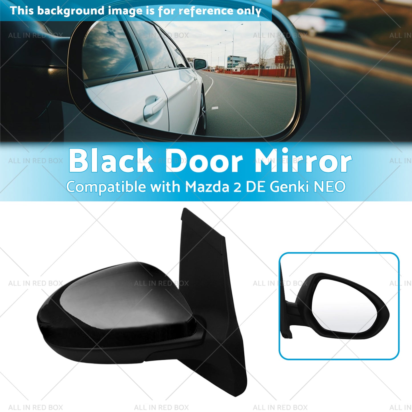 {{ Driver Side Black Door Mirror Suitable for Mazda 2 DE Genki NEO MAXX 07-2014 }} - Buy Car Parts Online at {{ Kaka Auto Parts }}.