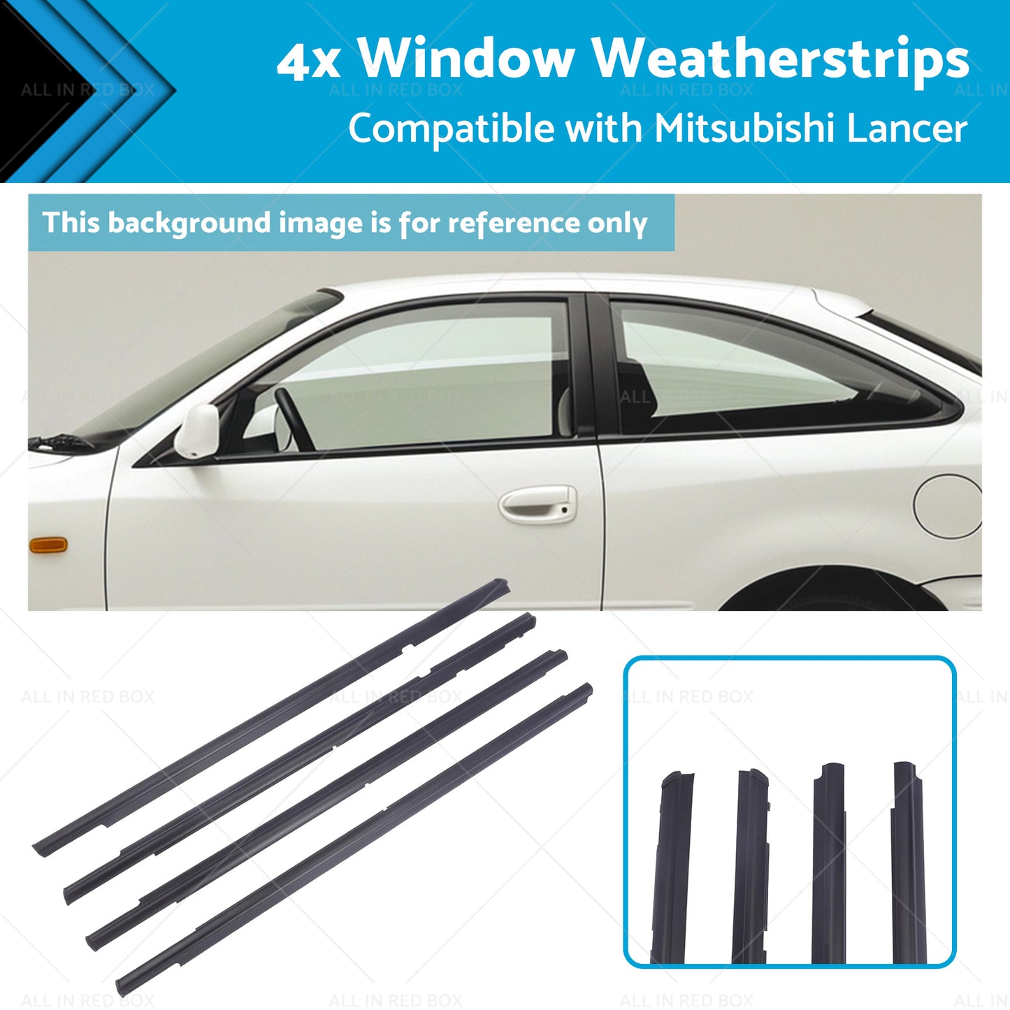 {{ 4x Window Weatherstrips Trim Belt Set Suitable for Mitsubishi Lancer 08-17 }} - Buy Car Parts Online at {{ Kaka Auto Parts }}.