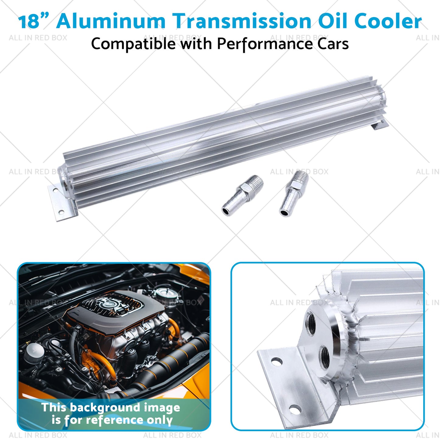 {{ Universal 18inch Dual Pass Transmission Trans Cooler with 1 4inch NPT Fitting Aluminum }} - Buy Car Parts Online at {{ Kaka Auto Parts }}.