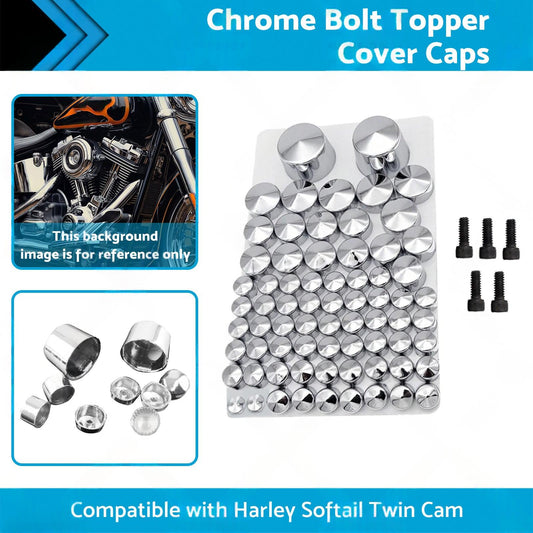 Chrome Bolt Topper Cover Caps Suitable For Harley Twin Cam Softail 2007-2013