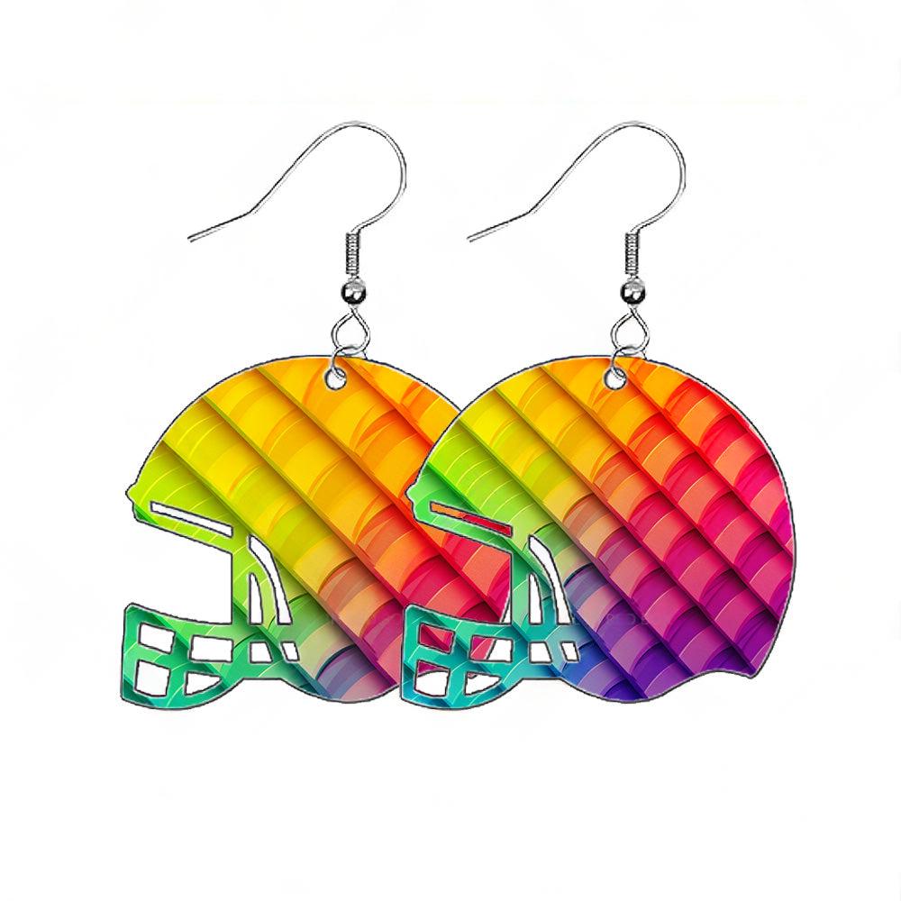 48PCS Sublimation Helmet Earring Blank MDF Double-Sided w Hook and Jump Ring