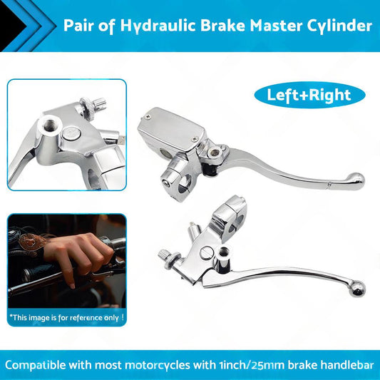 1inch Chrome Motorcycle Handlebar Hydraulic Brake Master Cylinder and Clutch Lever