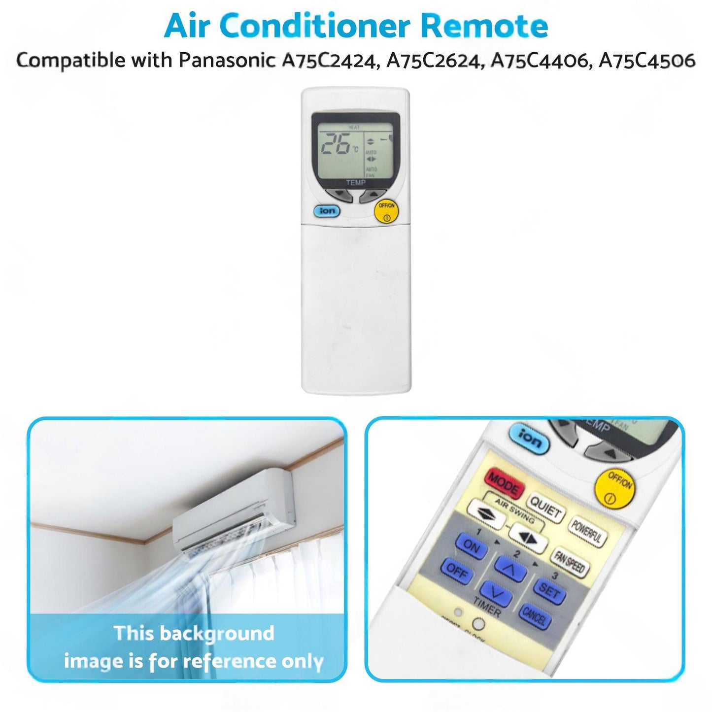 Air Con Remote Suitable for Panasonic A75C2424, A75C2624, A75C4406, A75C4506