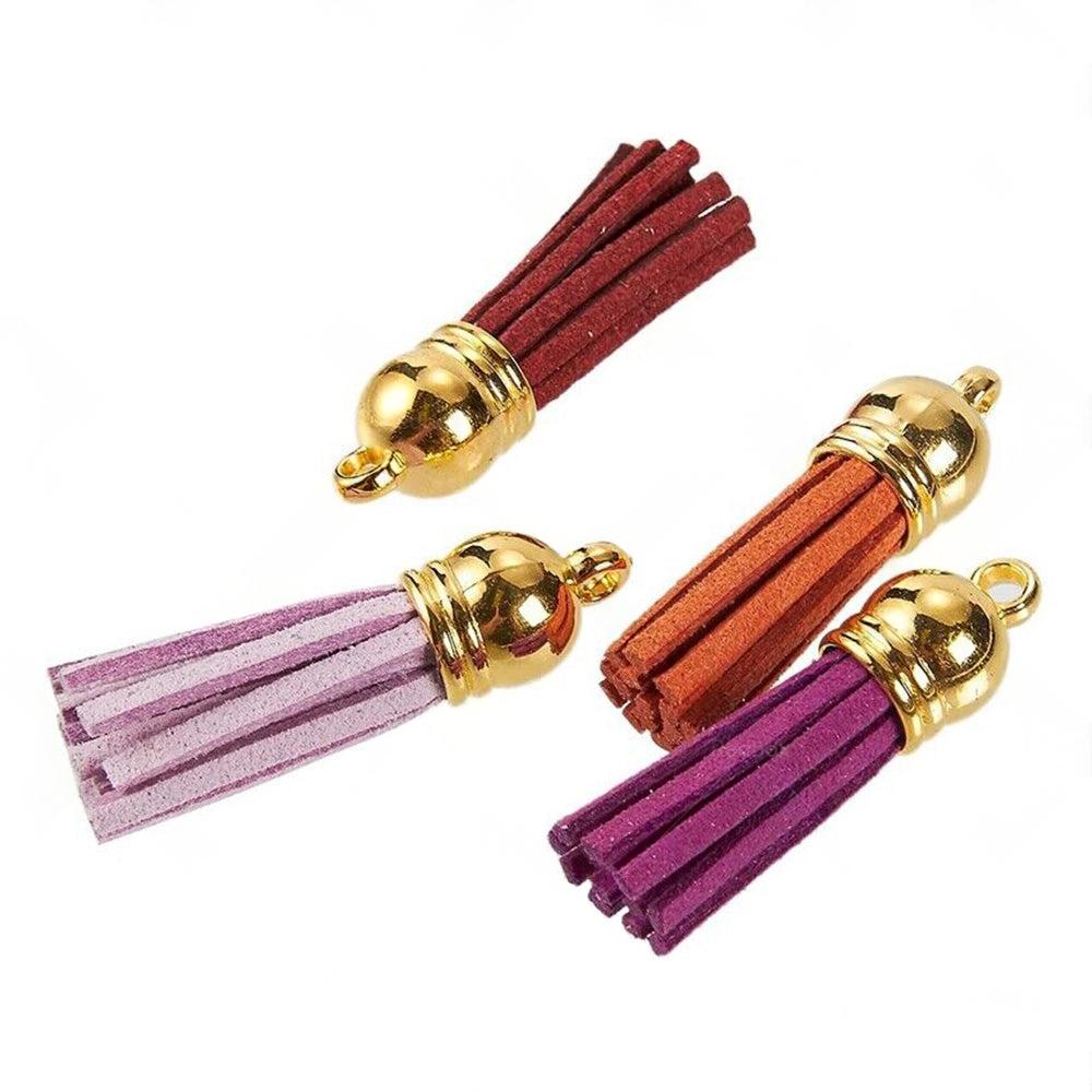 250PCS Keychain Ring Tassels Bulk Colored Leather Tassel Pendants Jewelry DIY
