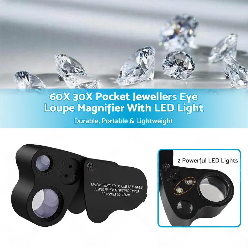 60x30mm Pocket Jeweller?¡¥s Eye Loupe Magnifier With LED Light Suitable For Jewelry