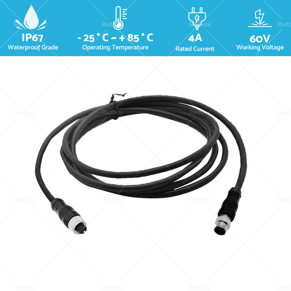 2m NMEA2000 Drop Cable Black 5-Core Female Straight Head to Male Straight Head