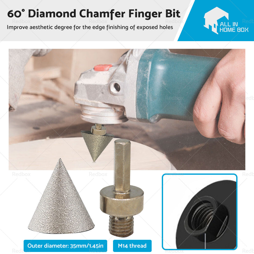 60¡ã 1 Pcs 35mm Diamond Chamfer Finger Bit Ceramic Tile Milling Cone Bit Cut