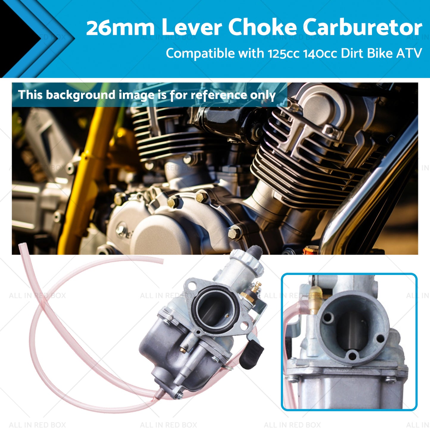 {{ 26mm Lever Choke Carburetor Carby Suitable for 125cc 140cc Dirt Bike ATV }} - Buy Car Parts Online at {{ Kaka Auto Parts }}.
