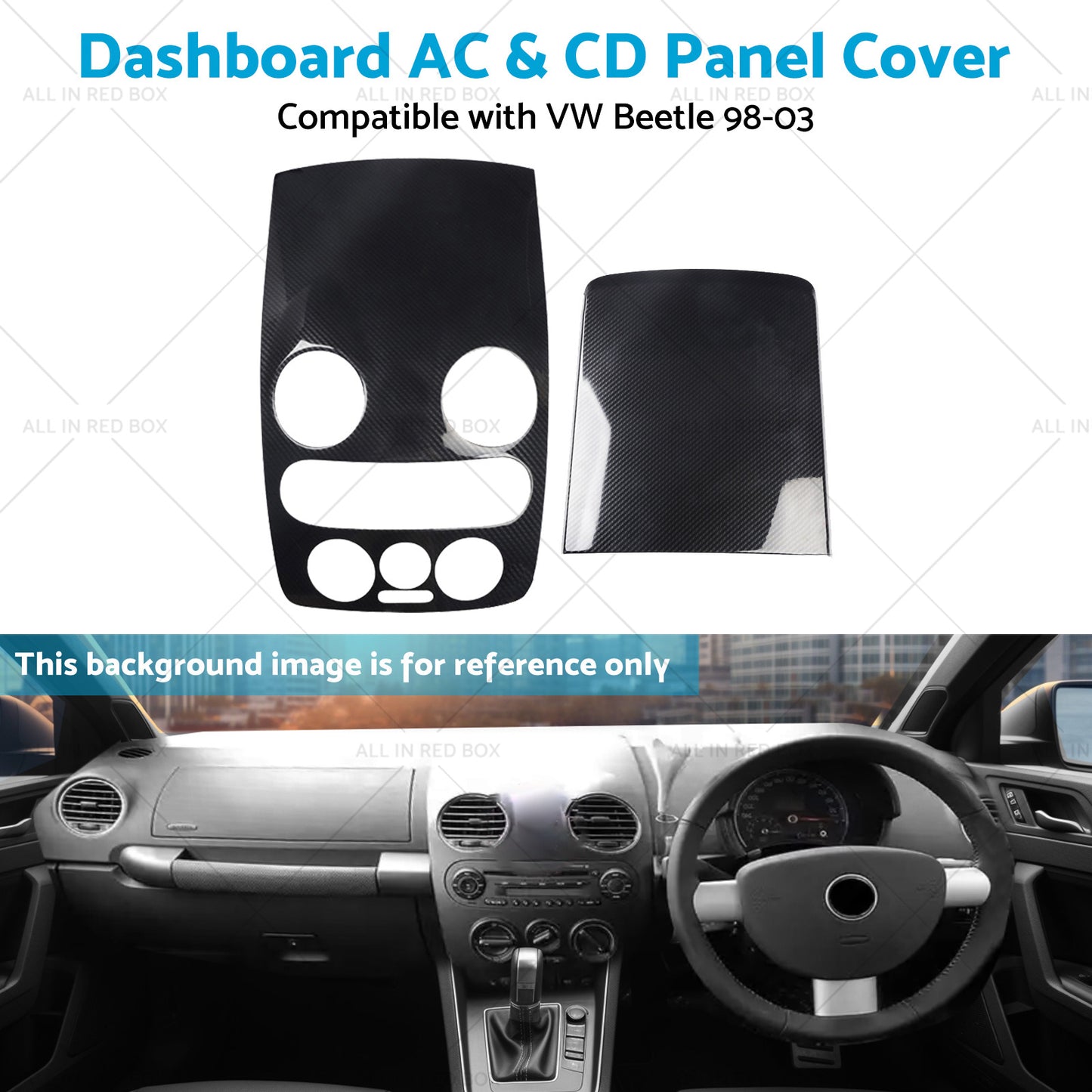 {{ Carbon Style Center Dashboard AC and CD Panel Cover Suitable For VW Beetle 98-03 }} - Buy Car Parts Online at {{ Kaka Auto Parts }}.