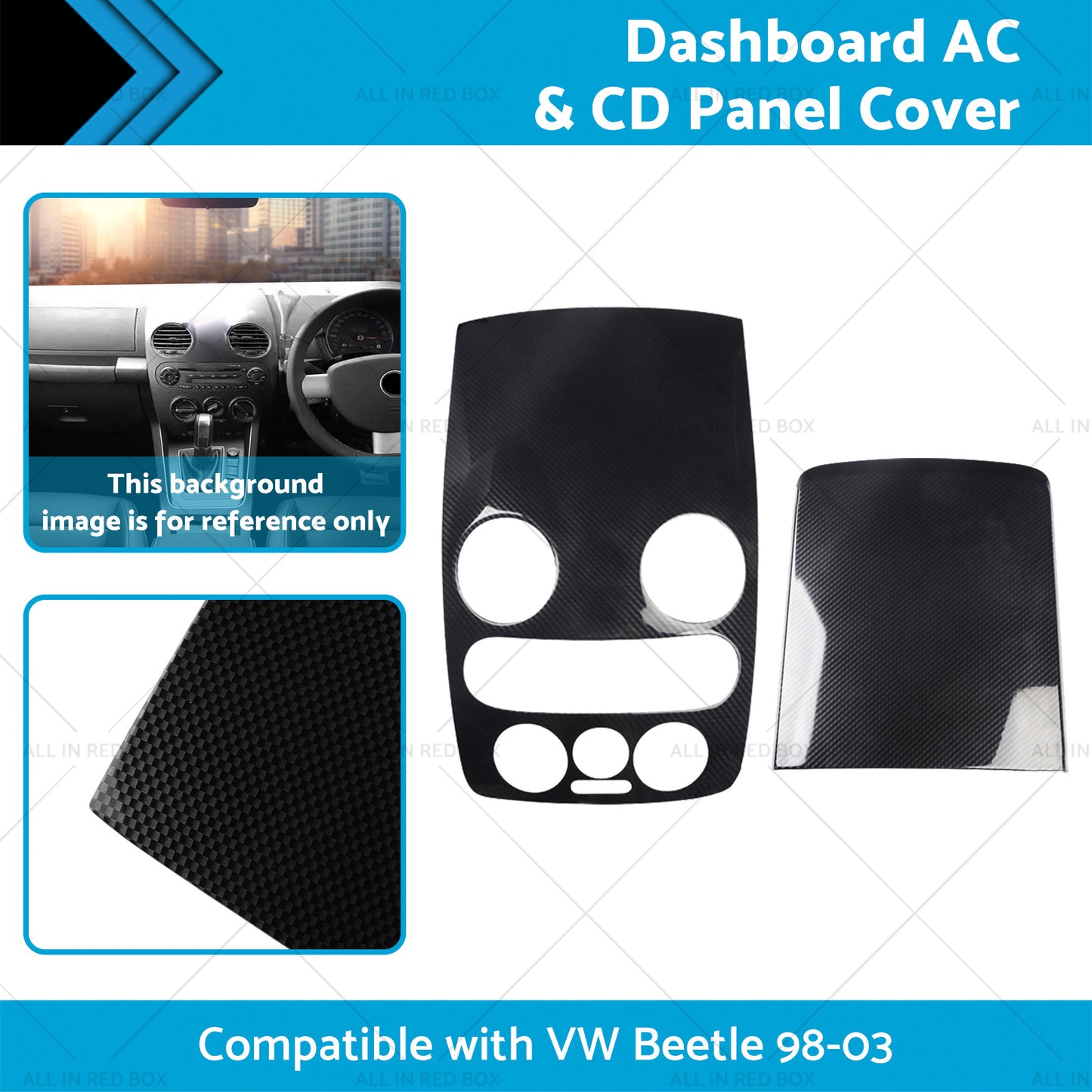 {{ Carbon Style Center Dashboard AC and CD Panel Cover Suitable For VW Beetle 98-03 }} - Buy Car Parts Online at {{ Kaka Auto Parts }}.