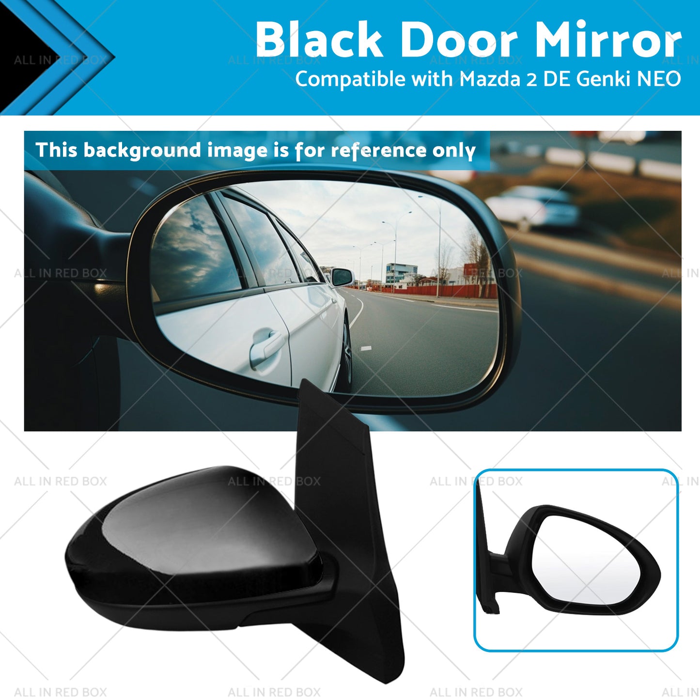 {{ Driver Side Black Door Mirror Suitable for Mazda 2 DE Genki NEO MAXX 07-2014 }} - Buy Car Parts Online at {{ Kaka Auto Parts }}.