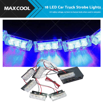 compare product 18 LED Red or Blue 12V Car Strobe Flash Light Dash Urgency Flashing Lamp