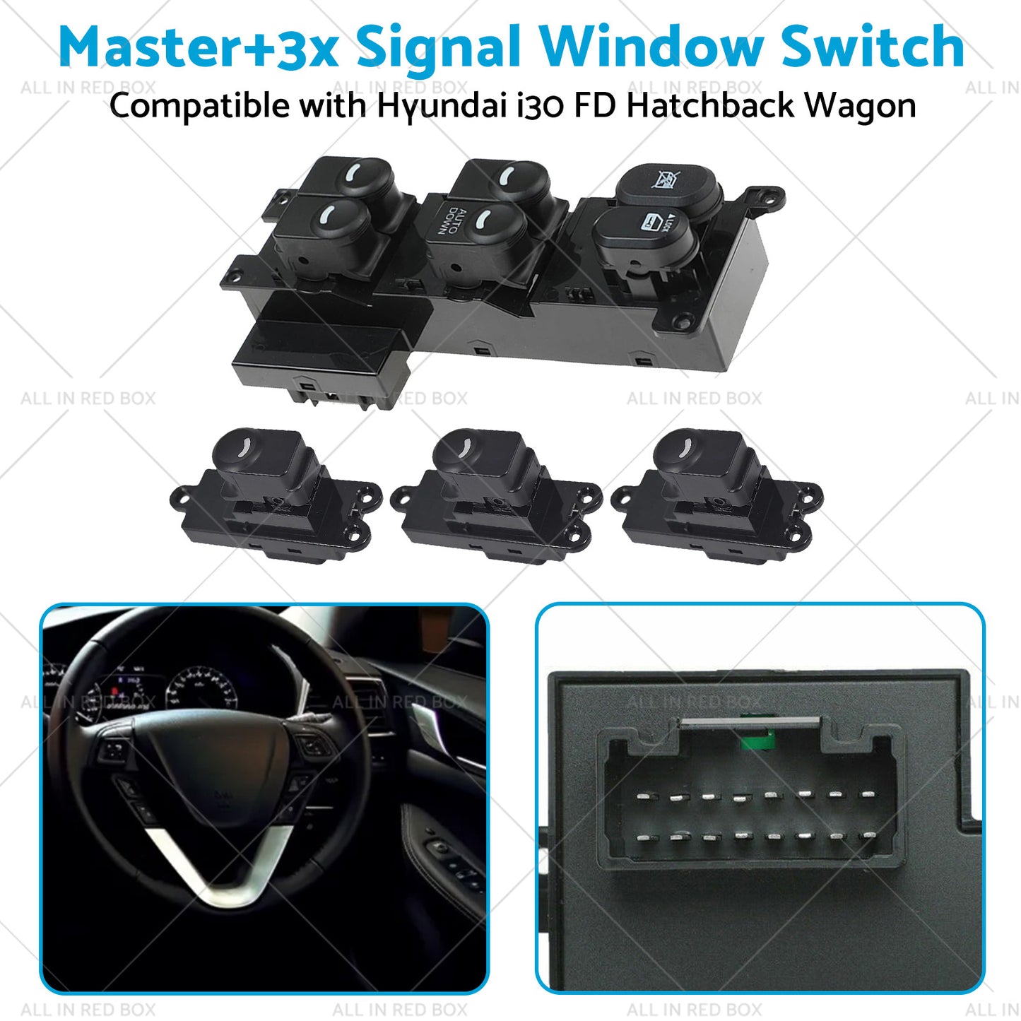 {{ Master3x Signal Window Switch Suitable For Hyundai I30 FD Hatchback Wagon 07-12 }} - Buy Car Parts Online at {{ Kaka Auto Parts }}.