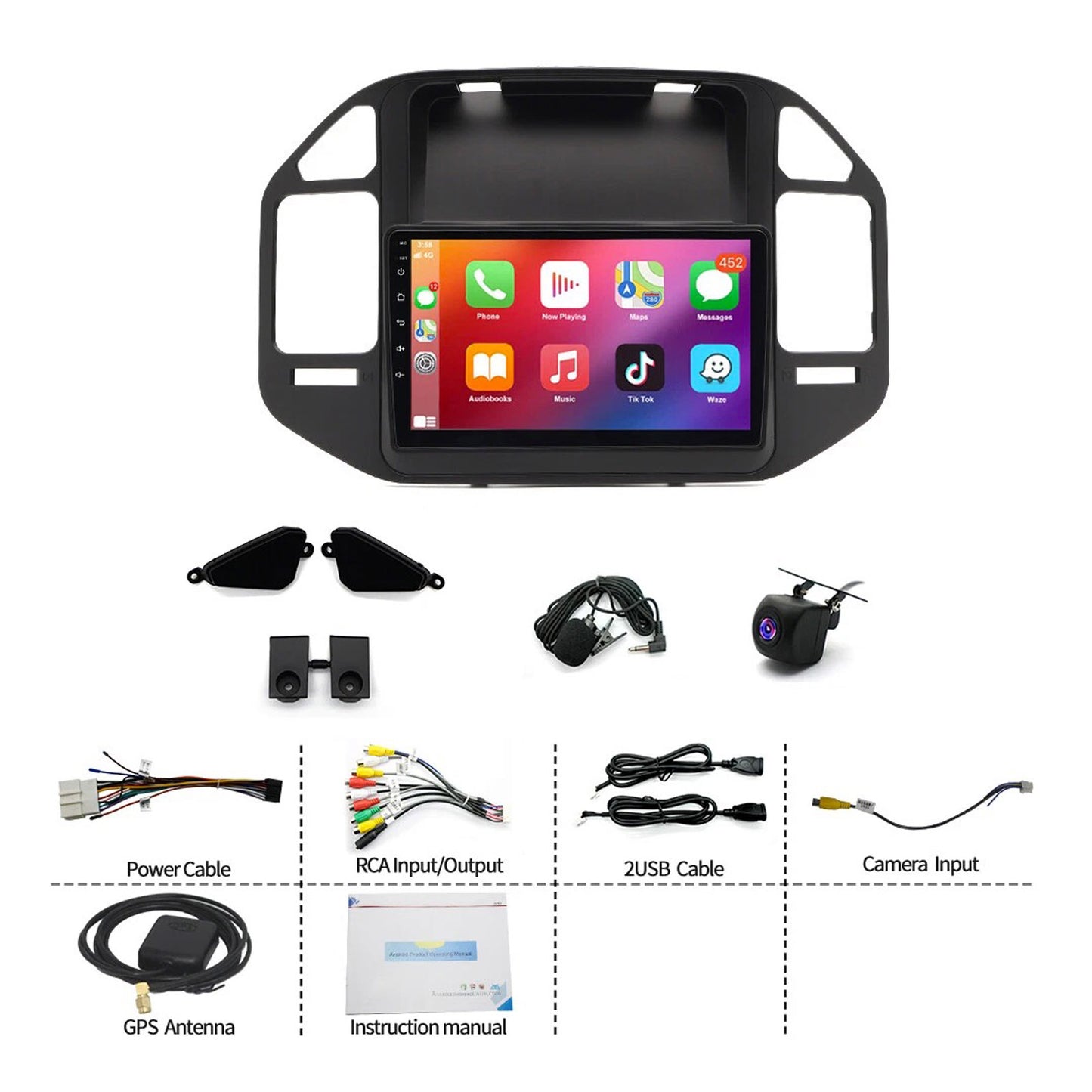 9" Android 14 Suitable for Pajero 2000-06 Apple CarPlay GPS 4+64G