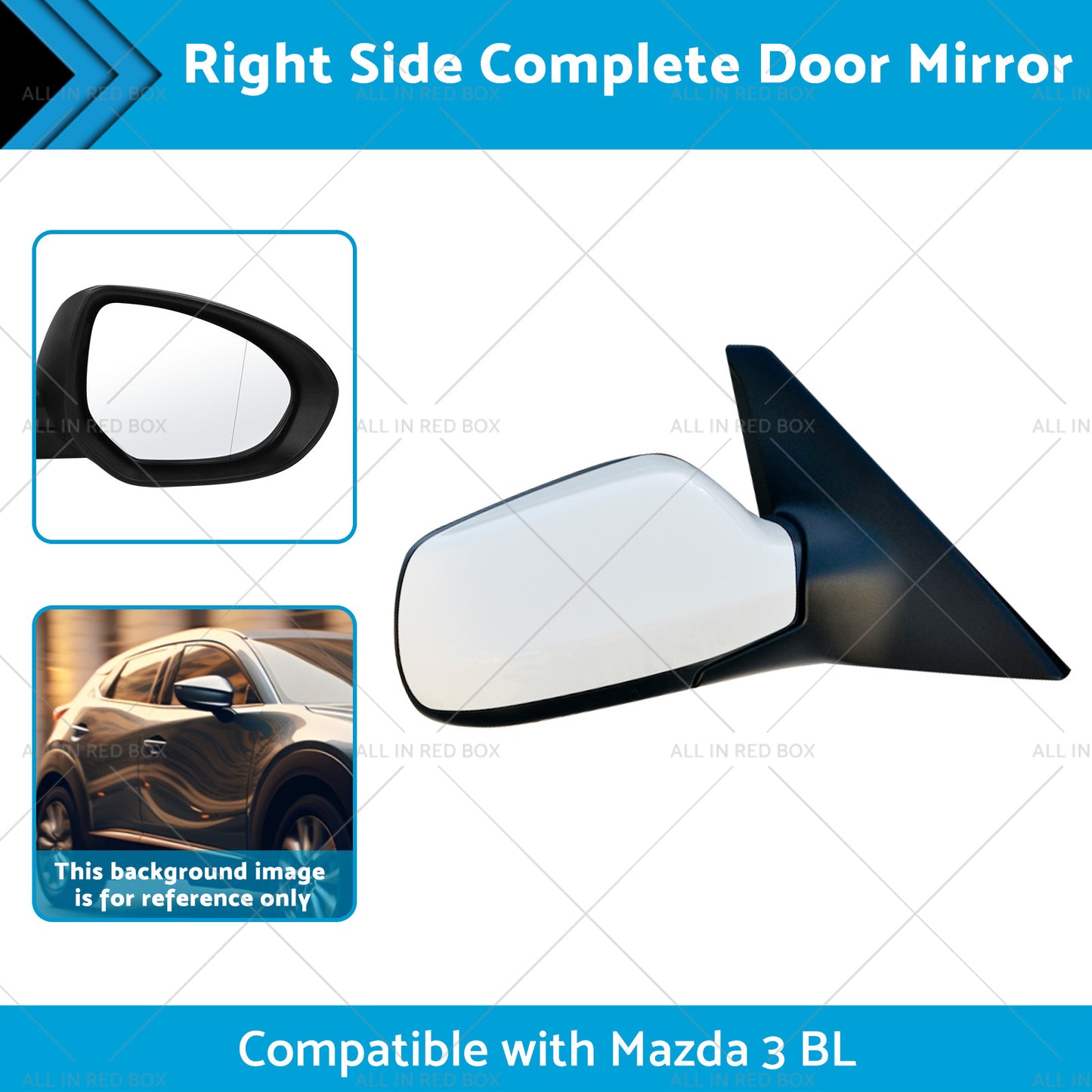 {{ Right Door Mirror Suitable for Mazda 3 BL 2009-2013 NO Indicator White }} - Buy Car Parts Online at {{ Kaka Auto Parts }}.