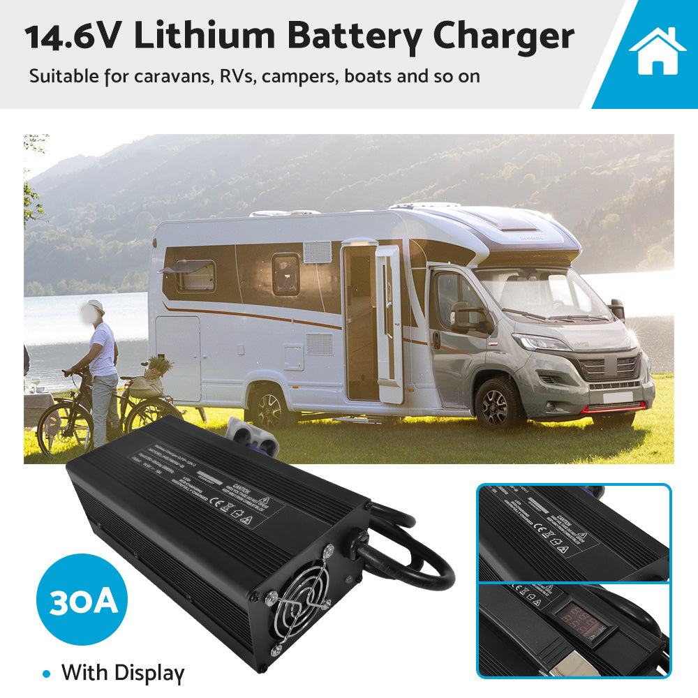 {{ 14. 6V Lithium Battery Charger 30A or 40A w or Display AC or DC Lithium Iron LiFePO4 OZ }} - Buy Car Parts Online at {{ Kaka Auto Parts }}.