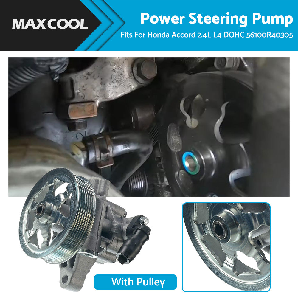 {{ Power Steering Pump w Pulley Suitable for Honda Accord 2. 4L L4 DOHC 08-12 56100R40305 }} - Buy Car Parts Online at {{ Kaka Auto Parts }}.