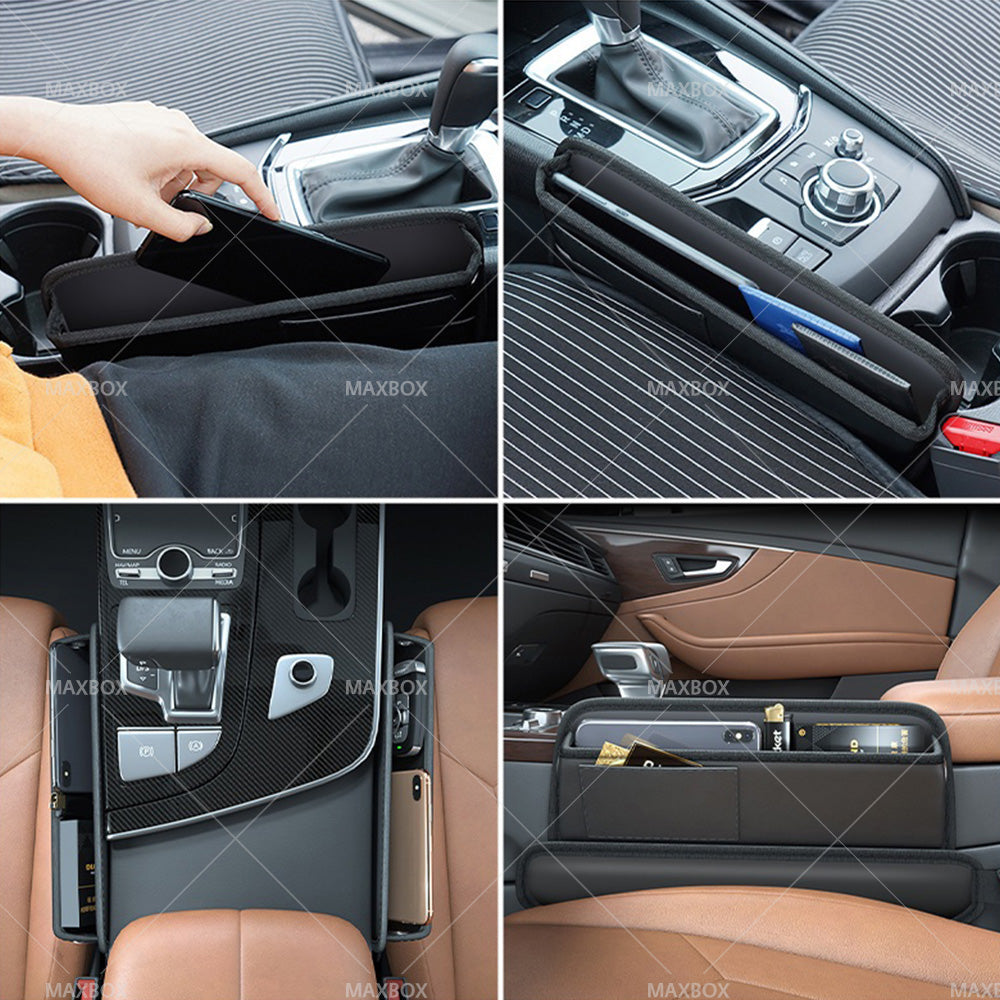 {{ Car Seat Gap Storage Bag Organizer PU Leather With Exclusive Charging Cable Hole }} - Buy Car Parts Online at {{ Kaka Auto Parts }}.