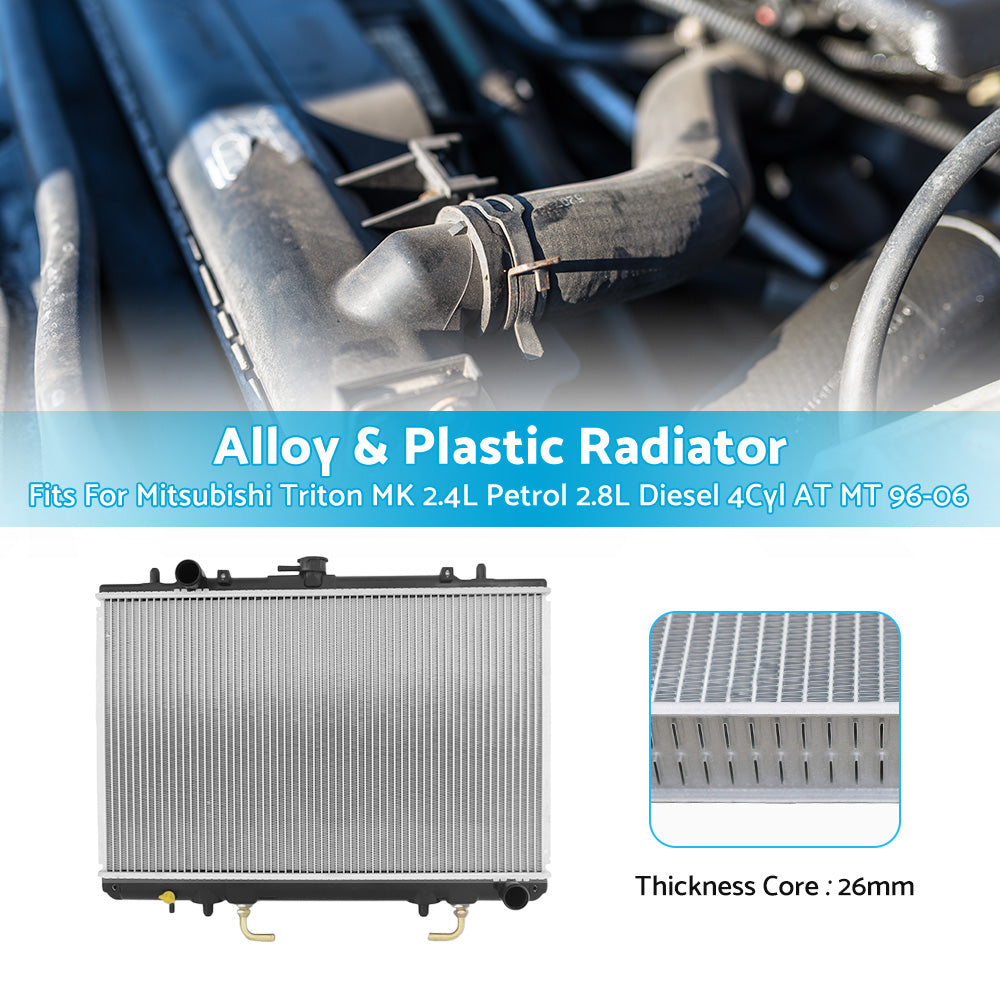 {{ H or D Radiator For Mitsubishi Triton MK 2. 4L Petrol 2. 8L Diesel 4Cyl AT MT 96-06 }} - Buy Car Parts Online at {{ Kaka Auto Parts }}.