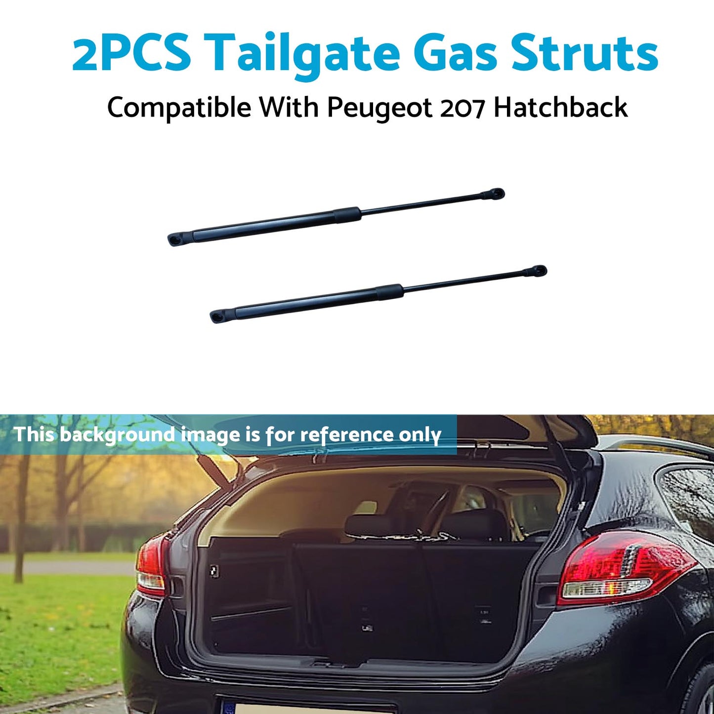 2PCS Tailgate Gas Struts Set Suitable For Peugeot 207 Hatchback 9659789480 Black