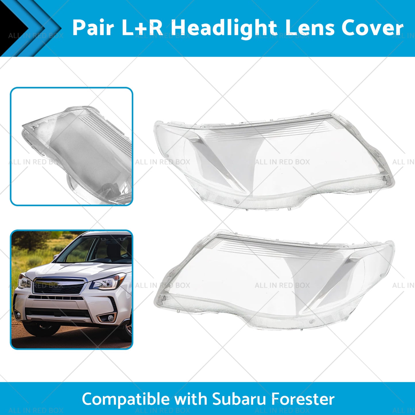 {{ Pair LR Headlight Lens Cover Replacements Suitable for Subaru Forester 08-12 }} - Buy Car Parts Online at {{ Kaka Auto Parts }}.