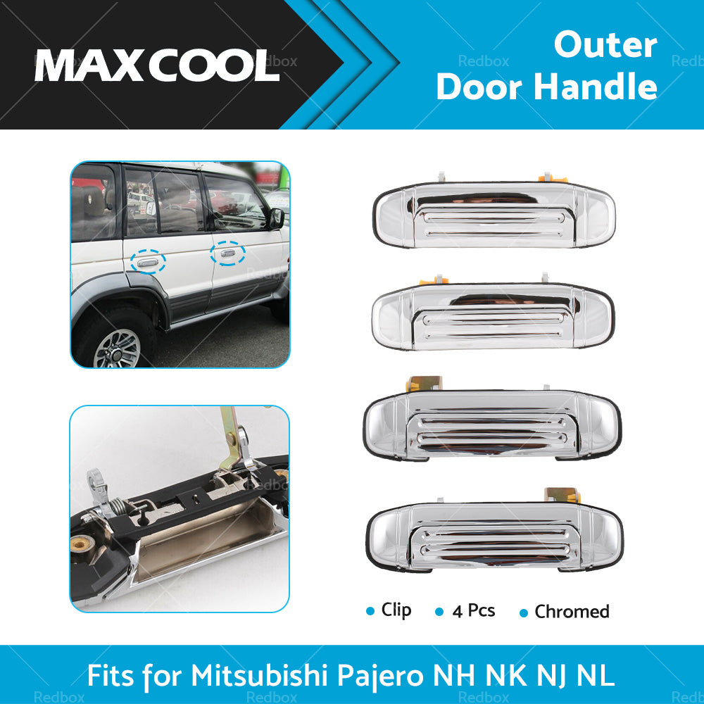 {{ CHROME Set 4 Pcs Outer Door Handle CLIP For Mitsubishi Pajero NH NK NJ NL 91-00 }} - Buy Car Parts Online at {{ Kaka Auto Parts }}.