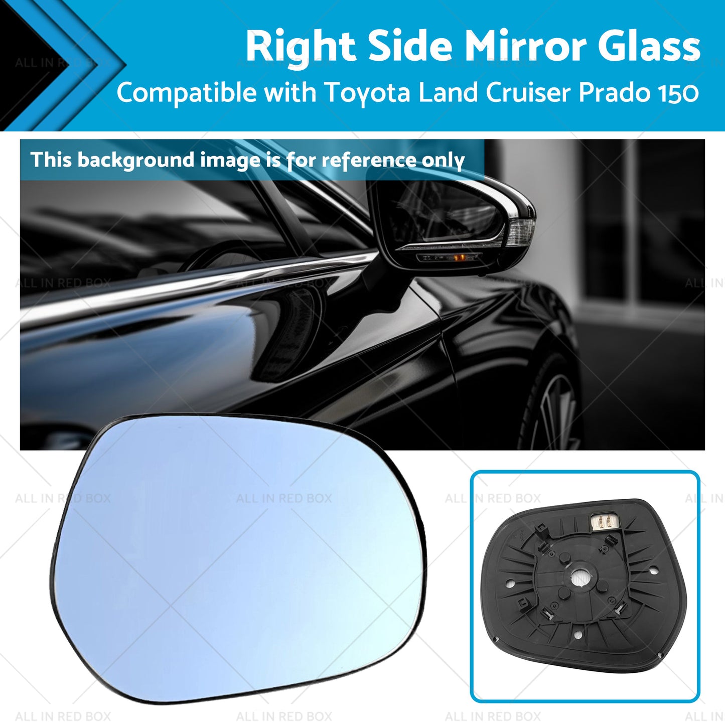 {{ Right Side mirror glass with Plate Suitable for Toyota LandCruiser Prado 150 09- }} - Buy Car Parts Online at {{ Kaka Auto Parts }}.