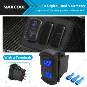 compare product 12V-24V Dual Voltmeter Battery Monitor LED Digital Car Boat Voltage Marine Gauge