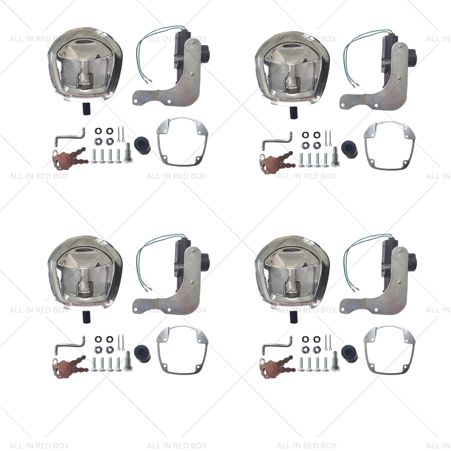 4 Set Chrome Power Operated Recessed Folding Whale Tail T-Lock Handle Toolbox
