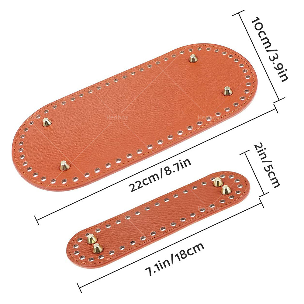 8PCS PU Leather Shaper Base Pad DIY Crochet Bag Bottom Oval Knitting Accessories