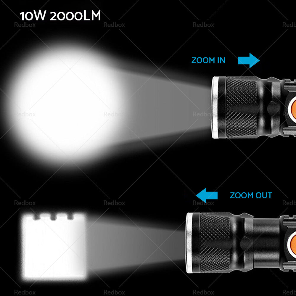 {{ 2PCS USB Rechargeable LED Flashlight Waterproof Torch Black }} - Buy Car Parts Online at {{ Kaka Auto Parts }}.